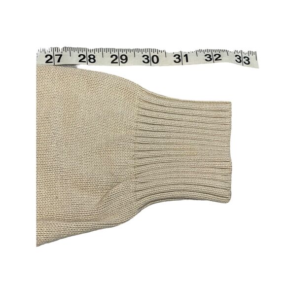 Spring + Mercer Sweater Women's Medium Beige 100% Cotton Long Sleeve Quarter Zip - Picture 6 of 6